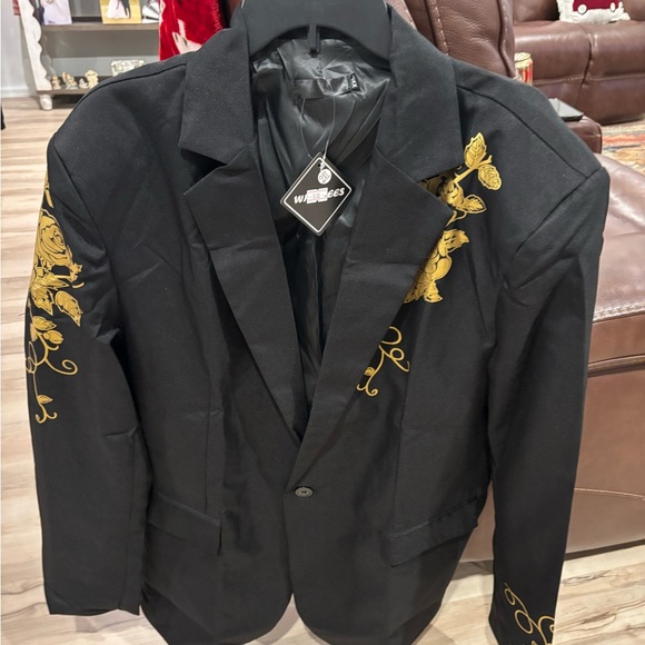 Men’s black blazer with gold stitching 2XXL - Picture 3 of 4